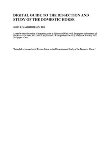 Digital Guide to the Dissection and Study of the Domestic Horse