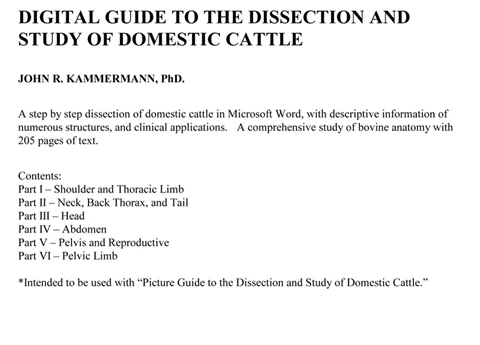 Digital Guide to the Dissection and Study of Domestic Cattle
